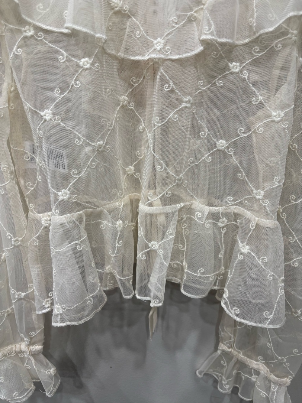 American Eagle Sheer Mesh Front Tie Ruffle Trim Top Women’s Size XS - Picture 7 of 11